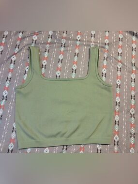 🍄Ribbed Square-Neck Tank Crop Top
